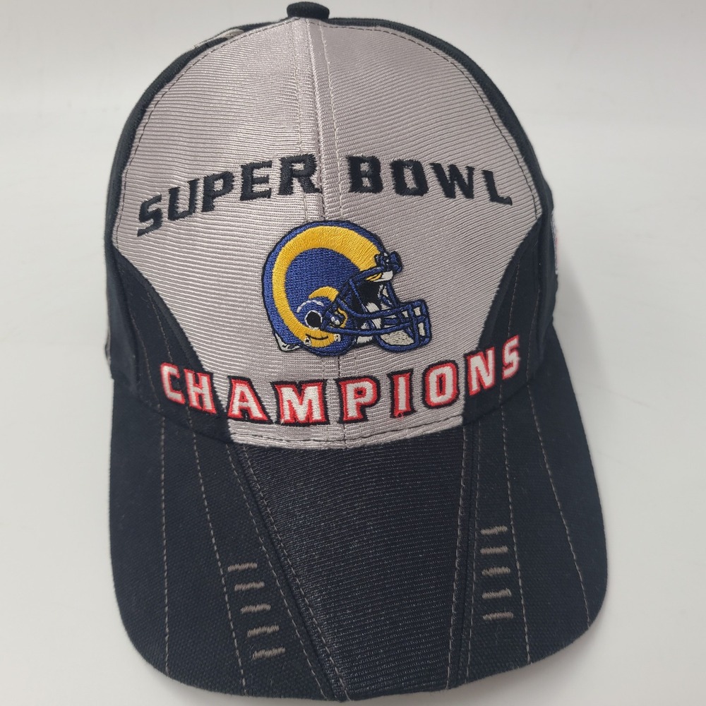 Vintage St Louis Rams Hat Adjustable‎ Puma Gray Black Super Bowl XXXIV Champions